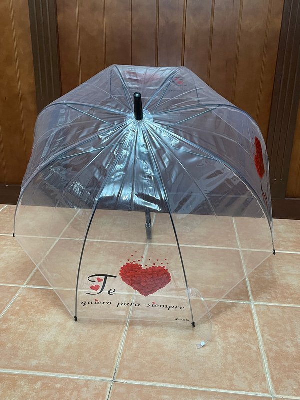 Paraguas Transparente Tipo Set " Te Quiero para Siempre"