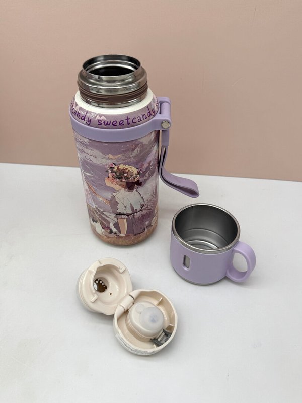 Termo Grande con Taza Sweet Candy Lila