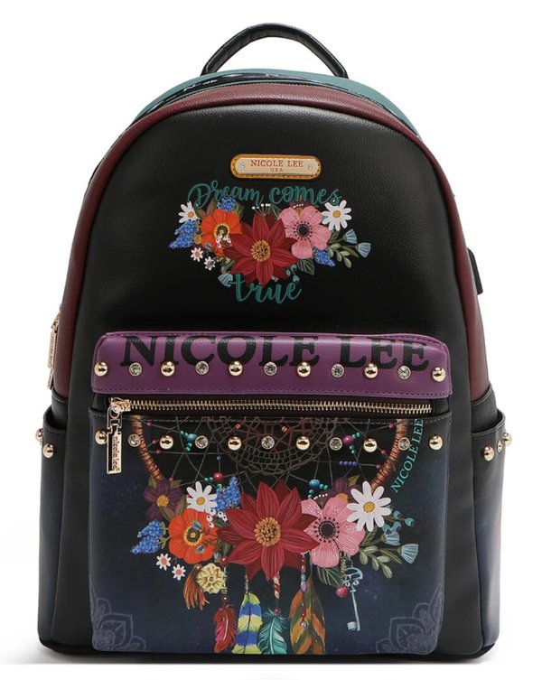 Mochila Grande de Moda con Puerto de Carga USB y Bolsa (Dream Comes True) Nicole Lee