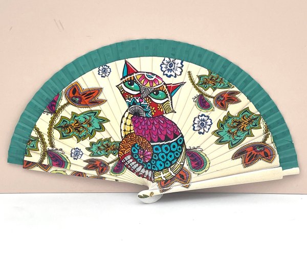 Abanico Gatito Turquesa