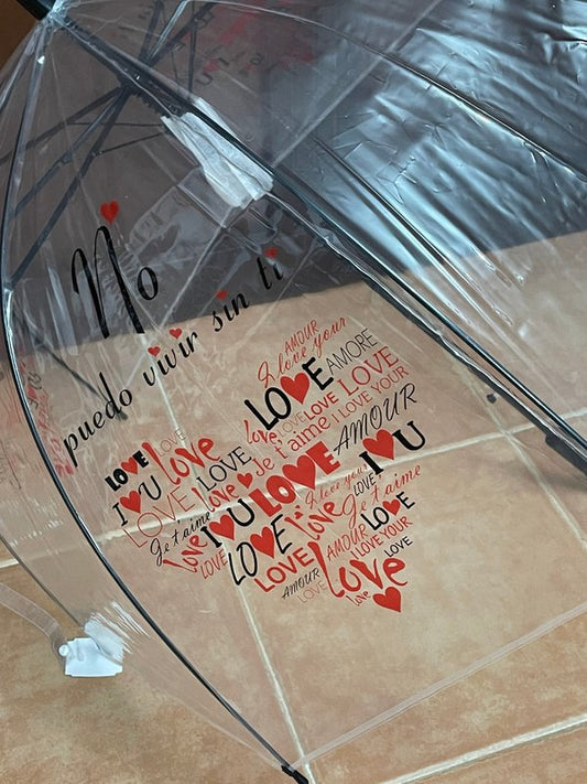 Paraguas Transparente Tipo Seta Corazón