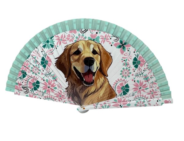 Abanico Perrrito Flores Turquesa