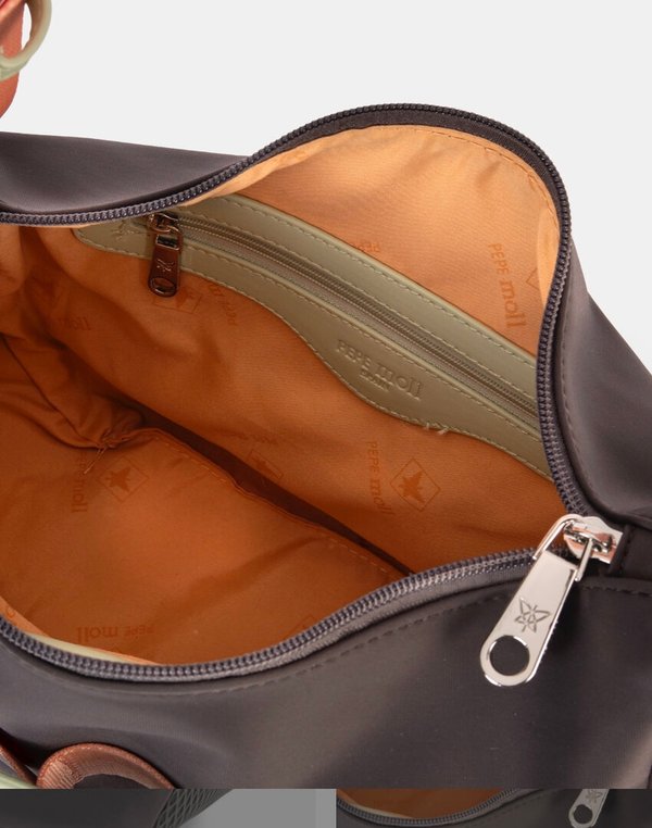 Bolso Bandolera Pepe Moll - Diseño Casual en gris con Detalles Coral