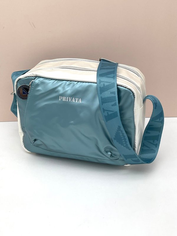 Bolso Bandolera Metal Turquesa y Crudo (Privata)