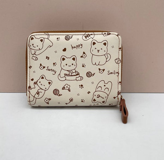Cartera / Tarjetero Gatitos Marrón