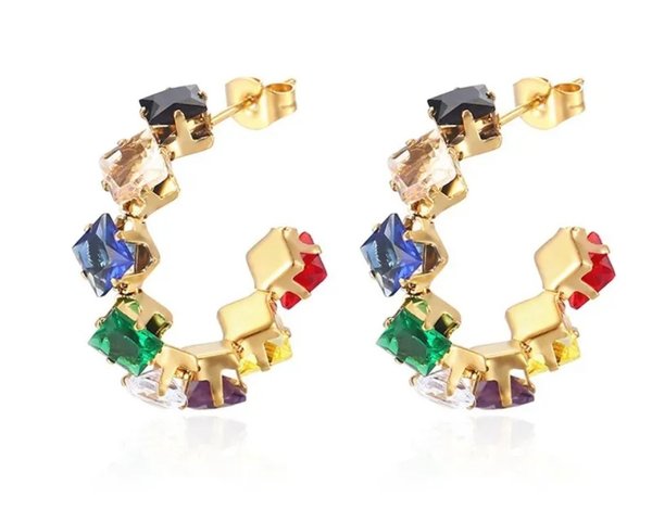 Pendientes Aro Cristales