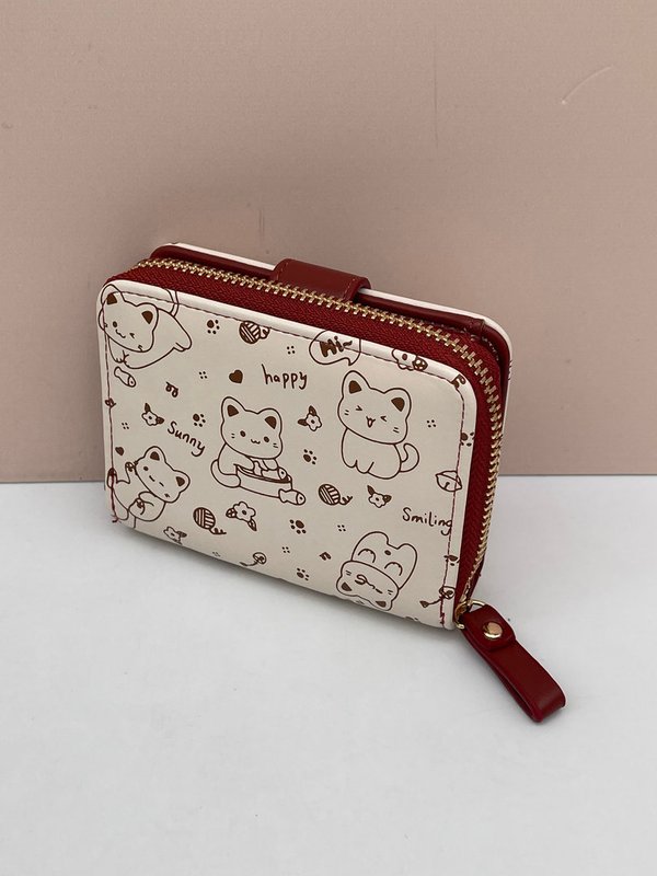 Cartera / Tarjetero Gatitos Marrón Oscura