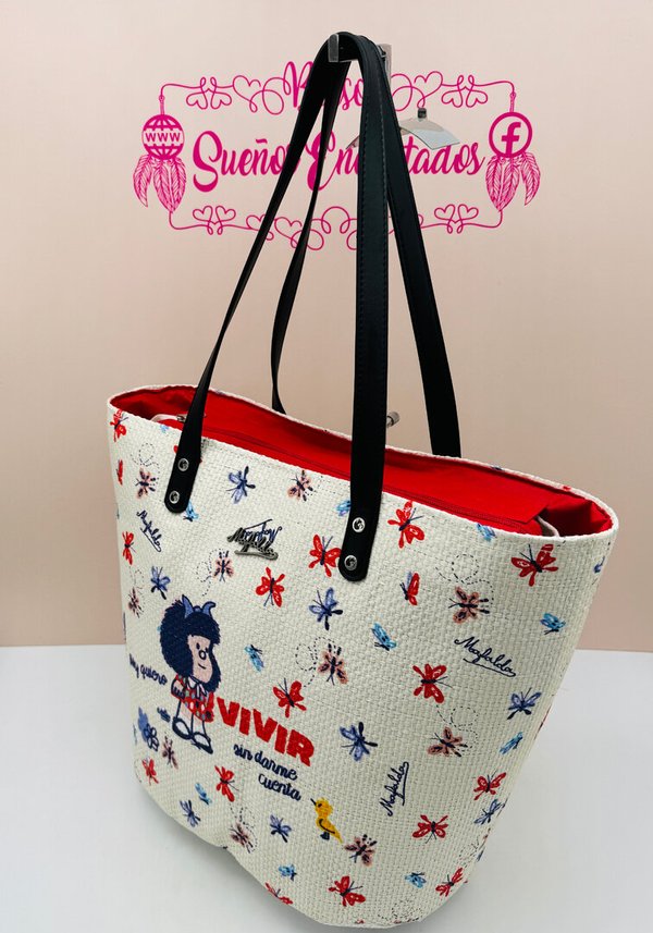 Cesta Punto de Arroz Mafalda Asas Color Negro