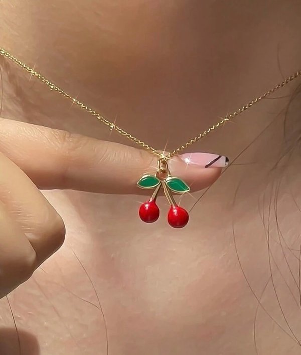 Cadenita Dorada Colgante de Cerezas