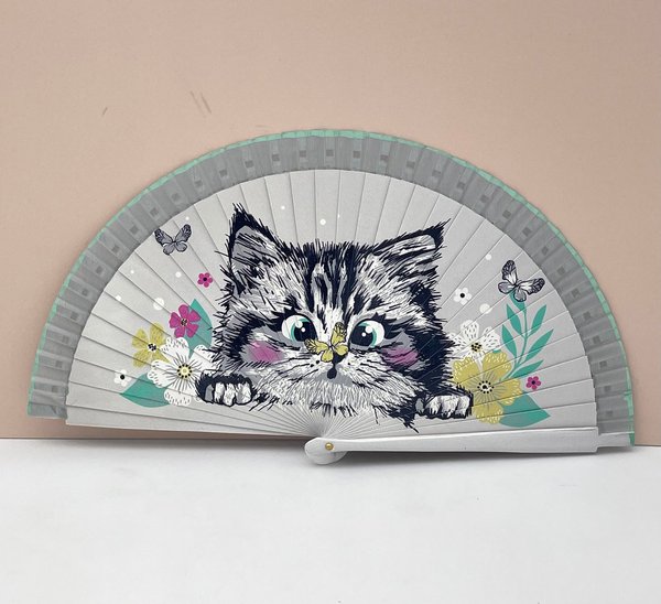 Abanico Gatito Gris