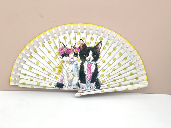 Abanico Gatitos Lunares