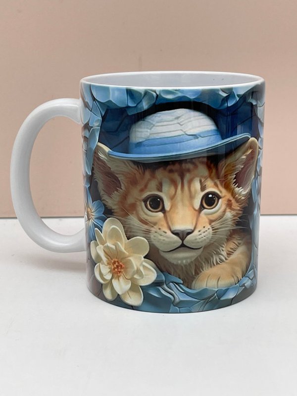 Taza Gatito con Sombrero 3d