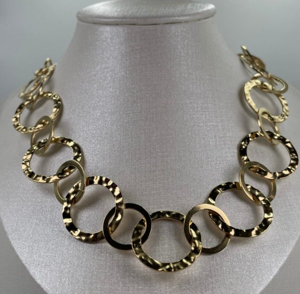 Collar Acero Aros Dorados