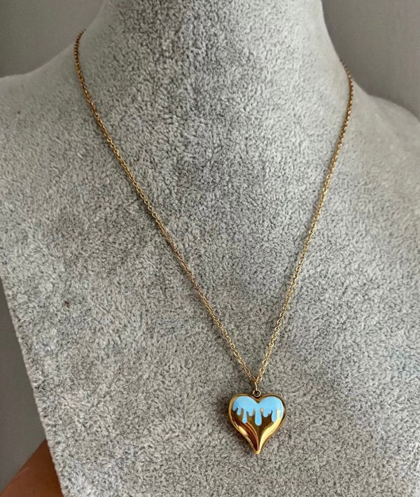 Collar con Colgante Corazón Turquesa