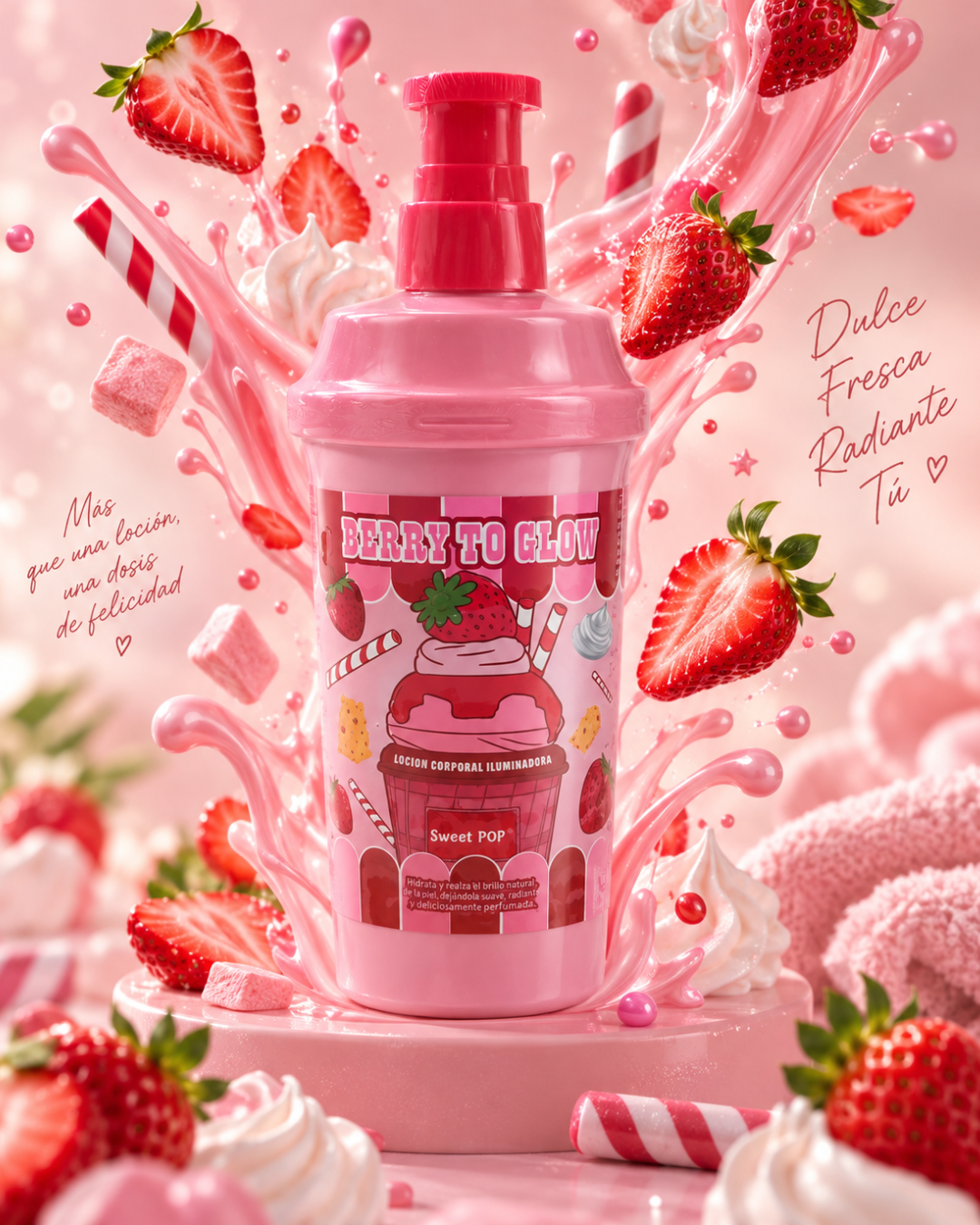 Berry to Glow, Berry to Glow 500 ml, loción corporal 500 ml, loción corporal, loción corporal mujer, loción corporal hidratante, loción corporal iluminadora, loción corporal perfumada, crema corporal, crema corporal mujer, crema hidratante corporal, crema corporal iluminadora, body lotion, body lotion 500 ml, illuminating body lotion, hidratación corporal, cuidado corporal, piel suave, piel radiante, piel luminosa, aroma dulce, aroma afrutado, fragancia dulce, fragancia afrutada, cosmética corporal, cuidado