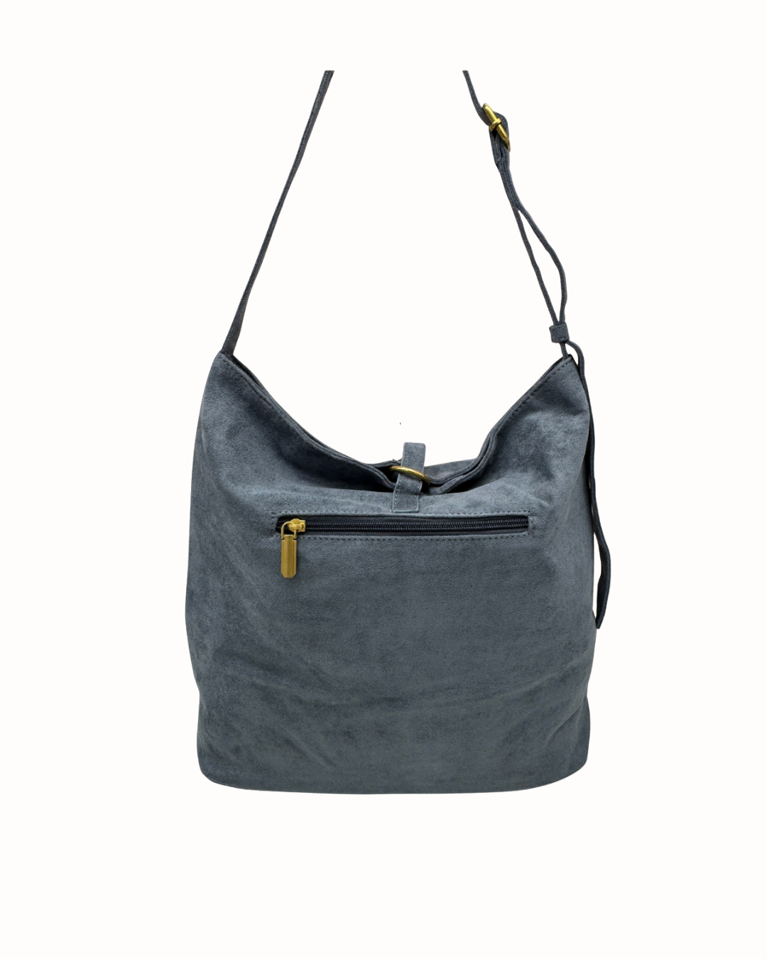 Bolso Bandolera de Gamuza Gris Marengo - Estilo Hobo con Tachuelas