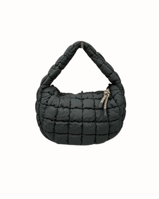 Bolso Bandolera Acolchado Gris Antracita - Estilo Puffer con Correa Ajustable