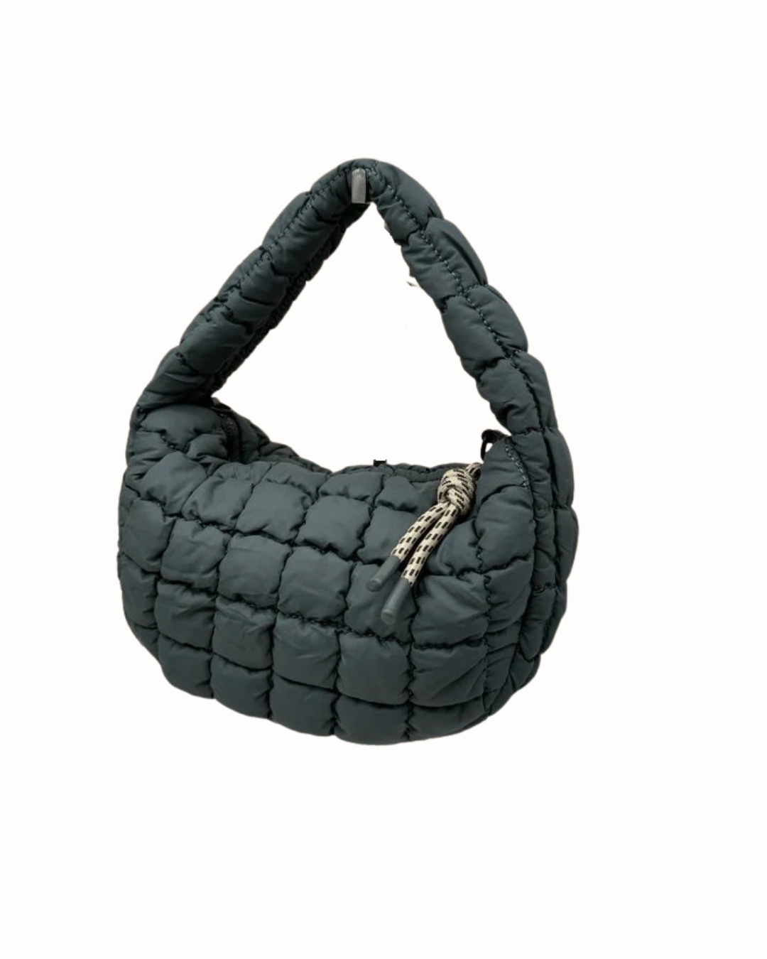 Bolso Bandolera Acolchado Gris Antracita - Estilo Puffer con Correa Ajustable