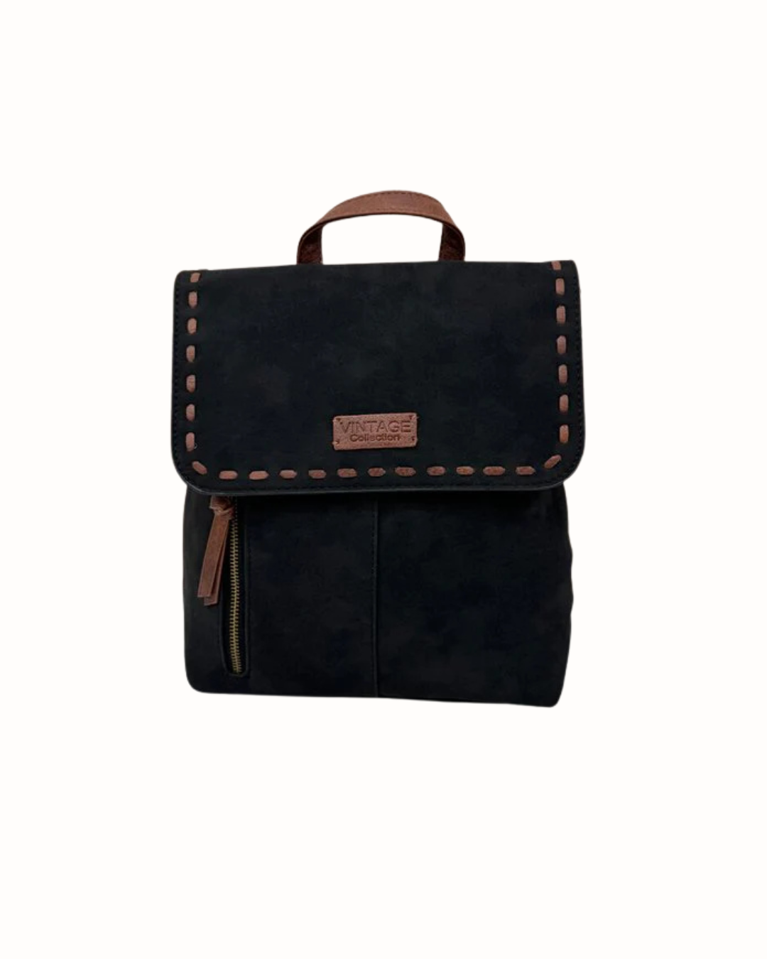 Mochila de Mujer Negra Efecto Ante - Bolso Mochila Vintage Antirrobo