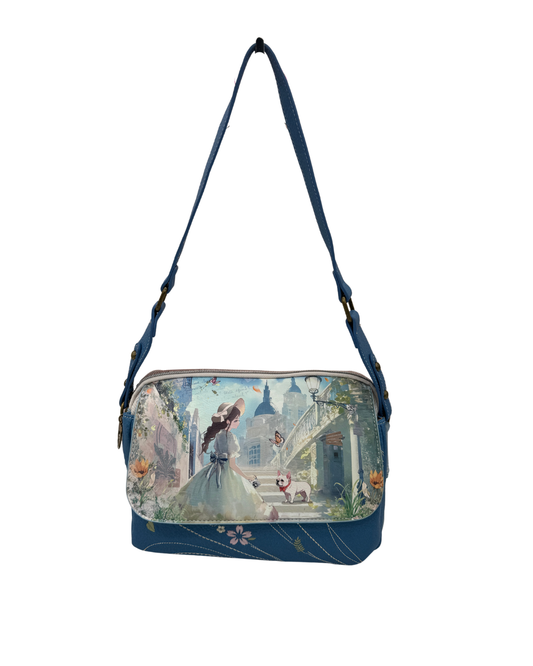 Bolso Bandolera Sweet Candy Azul - Diseño Vintage con Doble Correa Ajustable