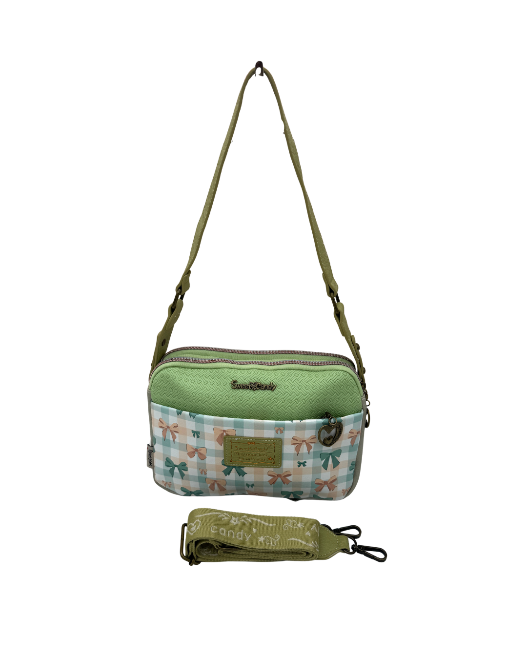 Bolso Bandolera Sweet Candy Verde - Diseño Artístico con Doble Correa Ajustable