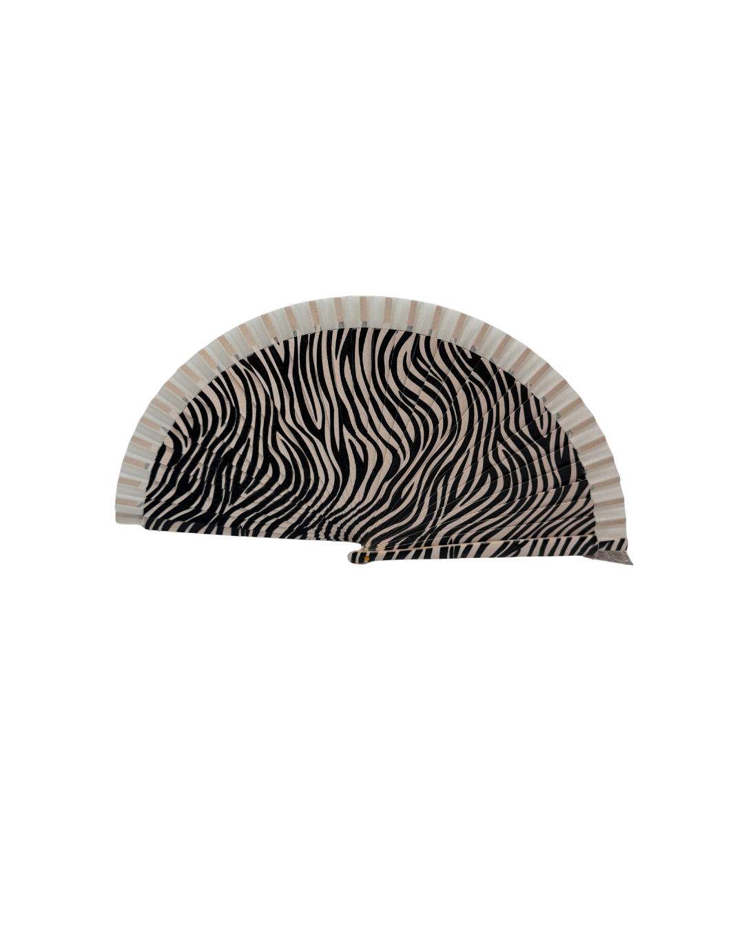 Abanico de Madera Zebra Print – Diseño Animal Print Blanco y Negro