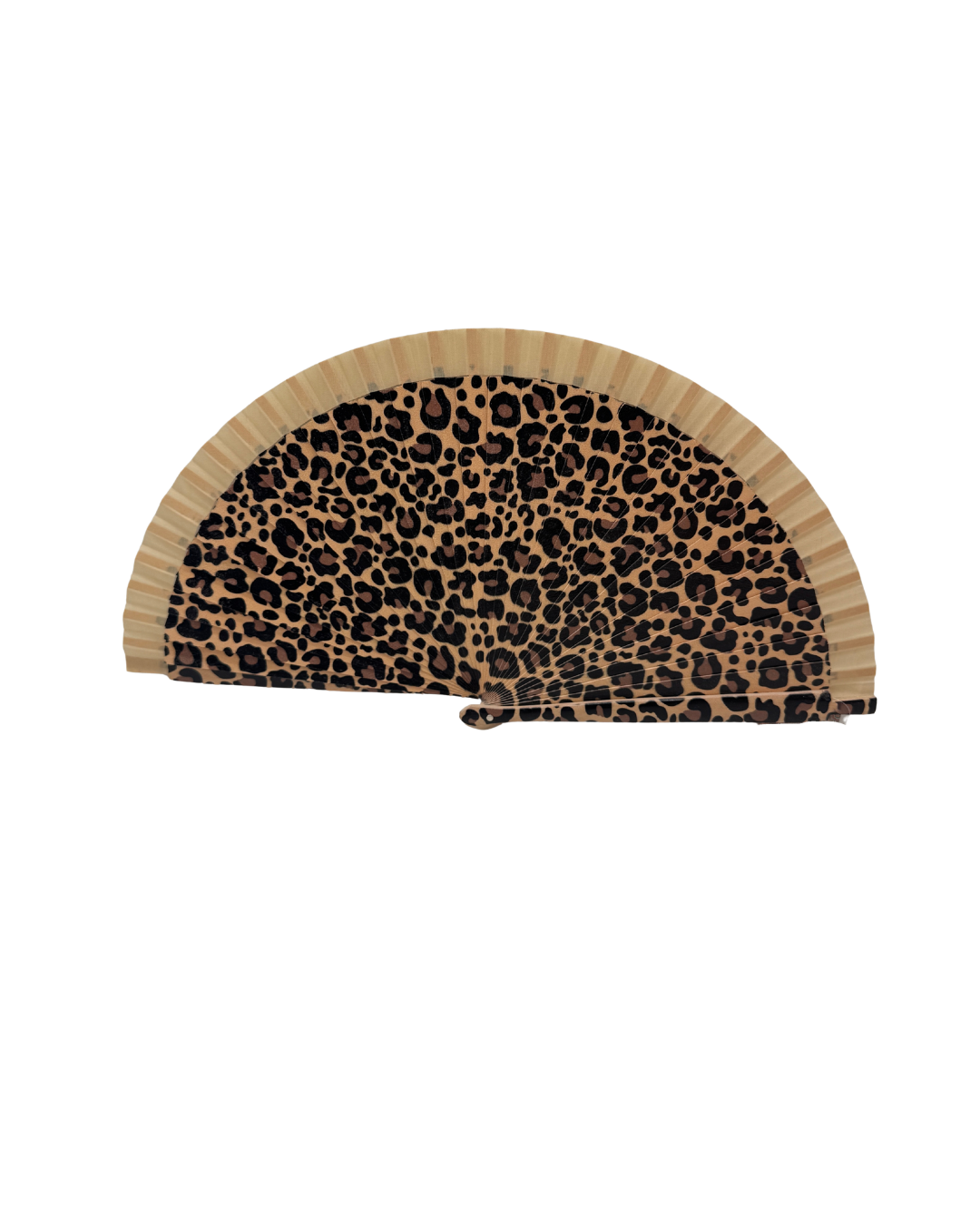 Abanico Leopard Print – Diseño Animal Print en Madera Natural