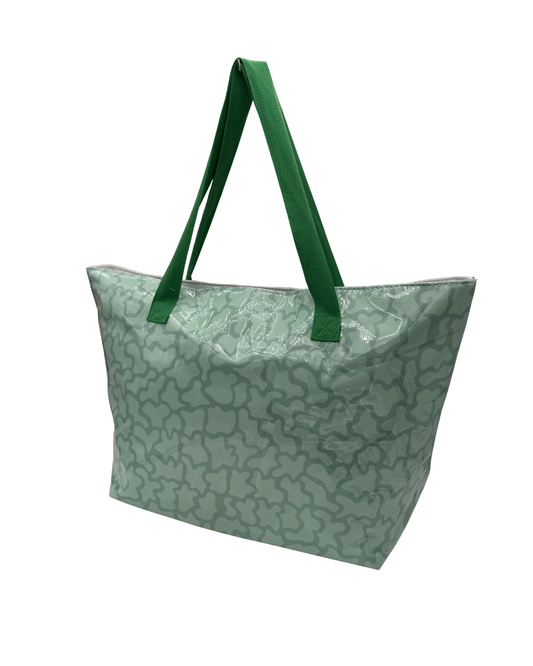 Bolso de Playa XL con Estampado de Osos - Maxi Tote Impermeable Verde Mint