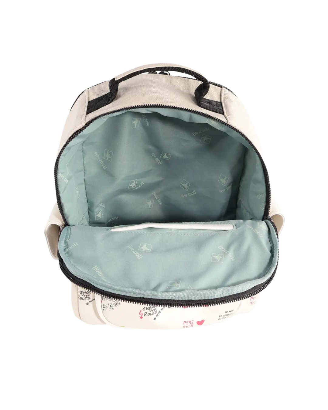 Mochila Casual Pepe Moll Urban Style - Bolso Mochila Blanca con Diseño Graffiti "Change the Rules