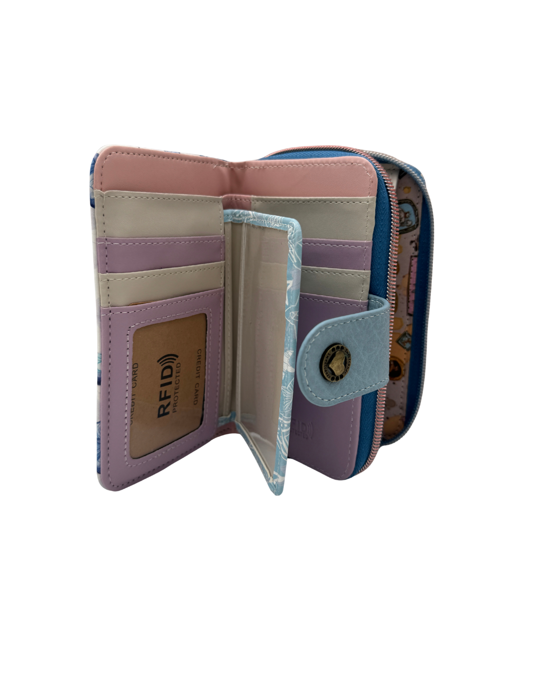 Cartera Billetera Sweet Candy para Mujer - Diseño Mariposas y Paisaje con Cierre de Cremallera y Botón
