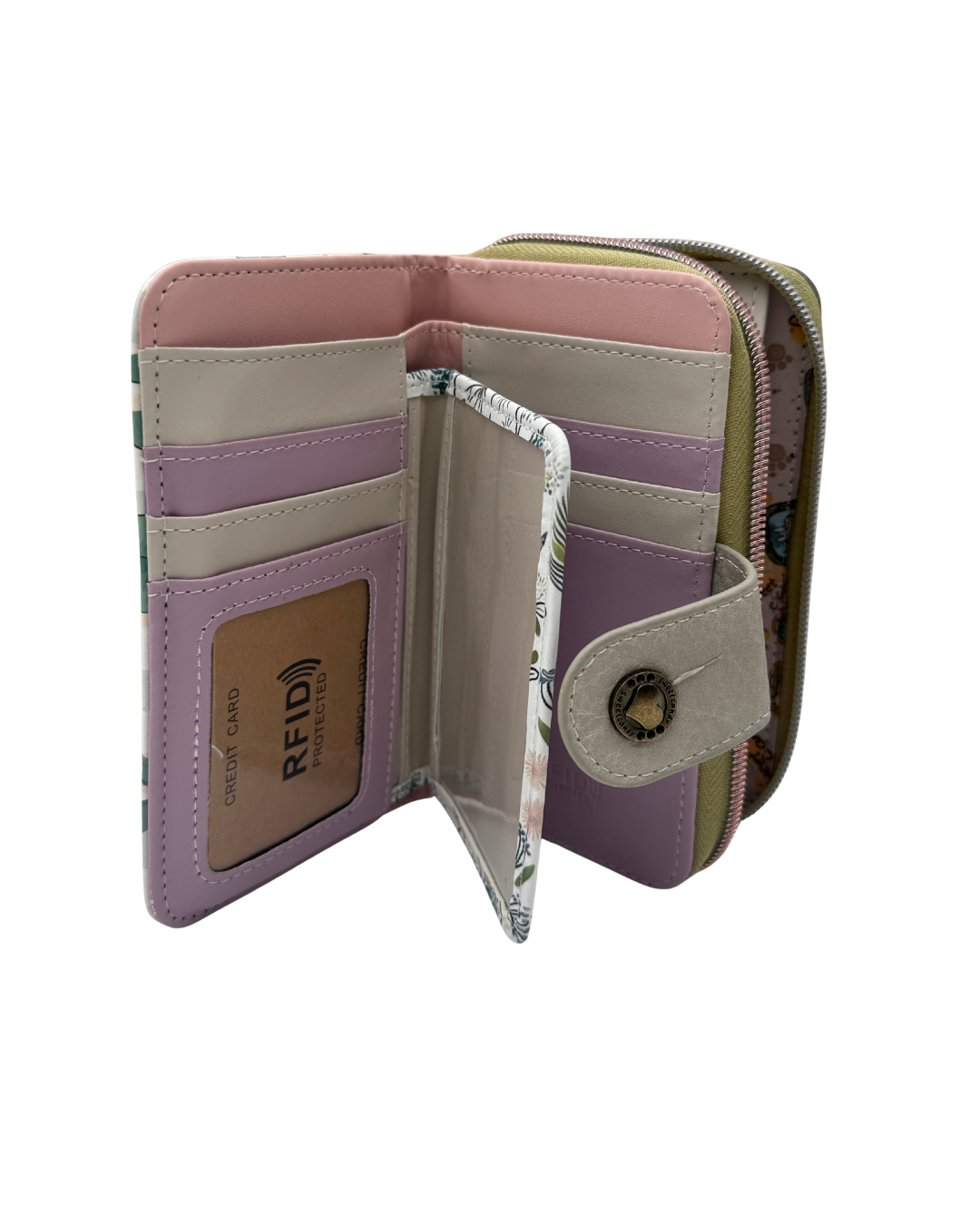 Cartera Billetera Sweet Candy con Protección RFID - Diseño Jardín Vintage y Flores - Cierre de Seguridad y Doble Compartimento