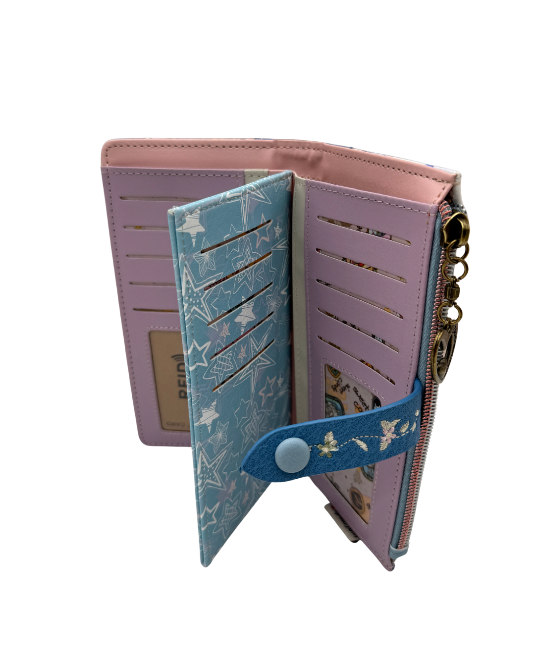 Cartera Billetera Sweet Candy para Mujer - Diseño Romántico Celeste con Tarjetero y Cremallera