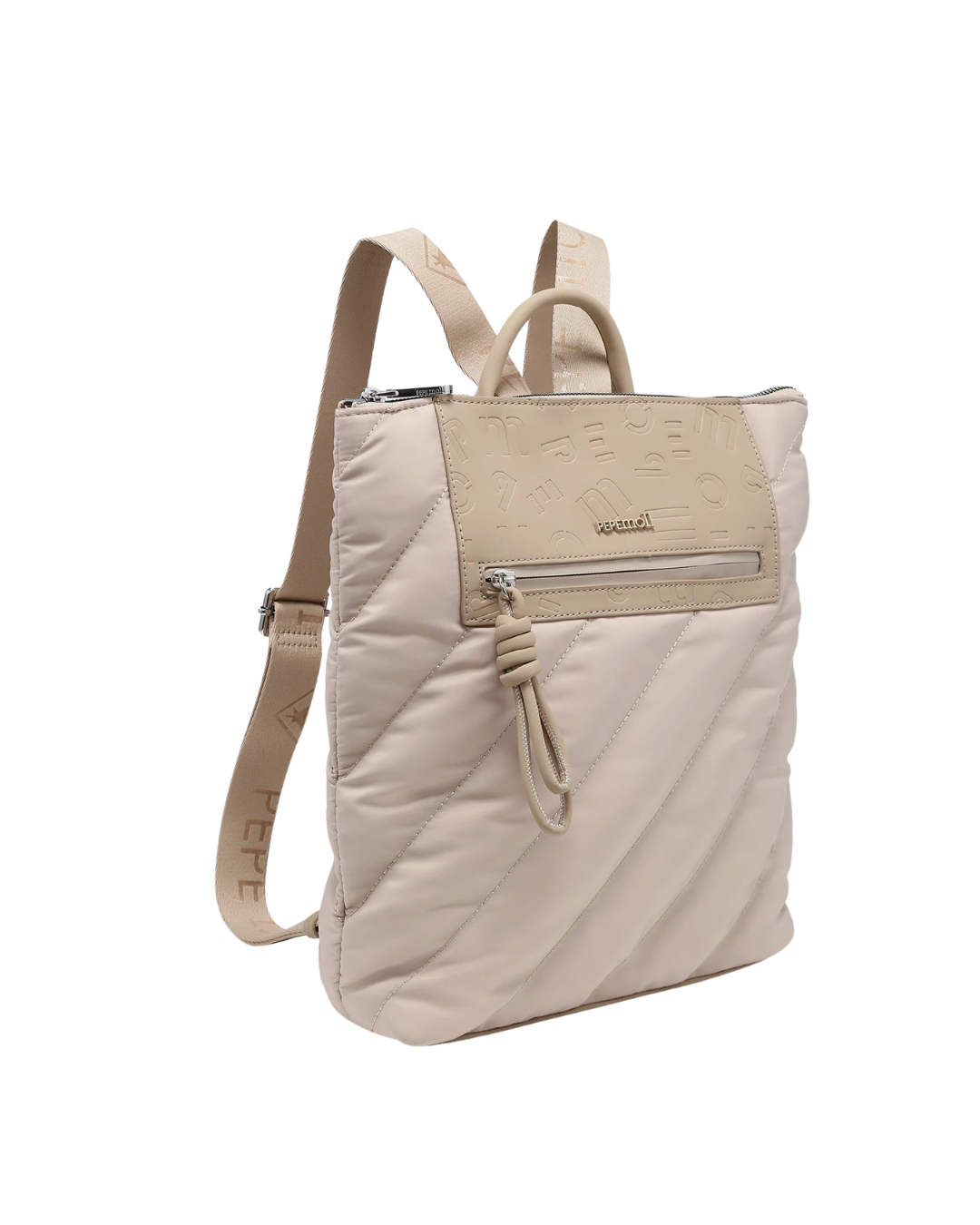 Mochila Pepe Moll Acolchada Nylon Arena - Bolso Mochila Mujer Elegante