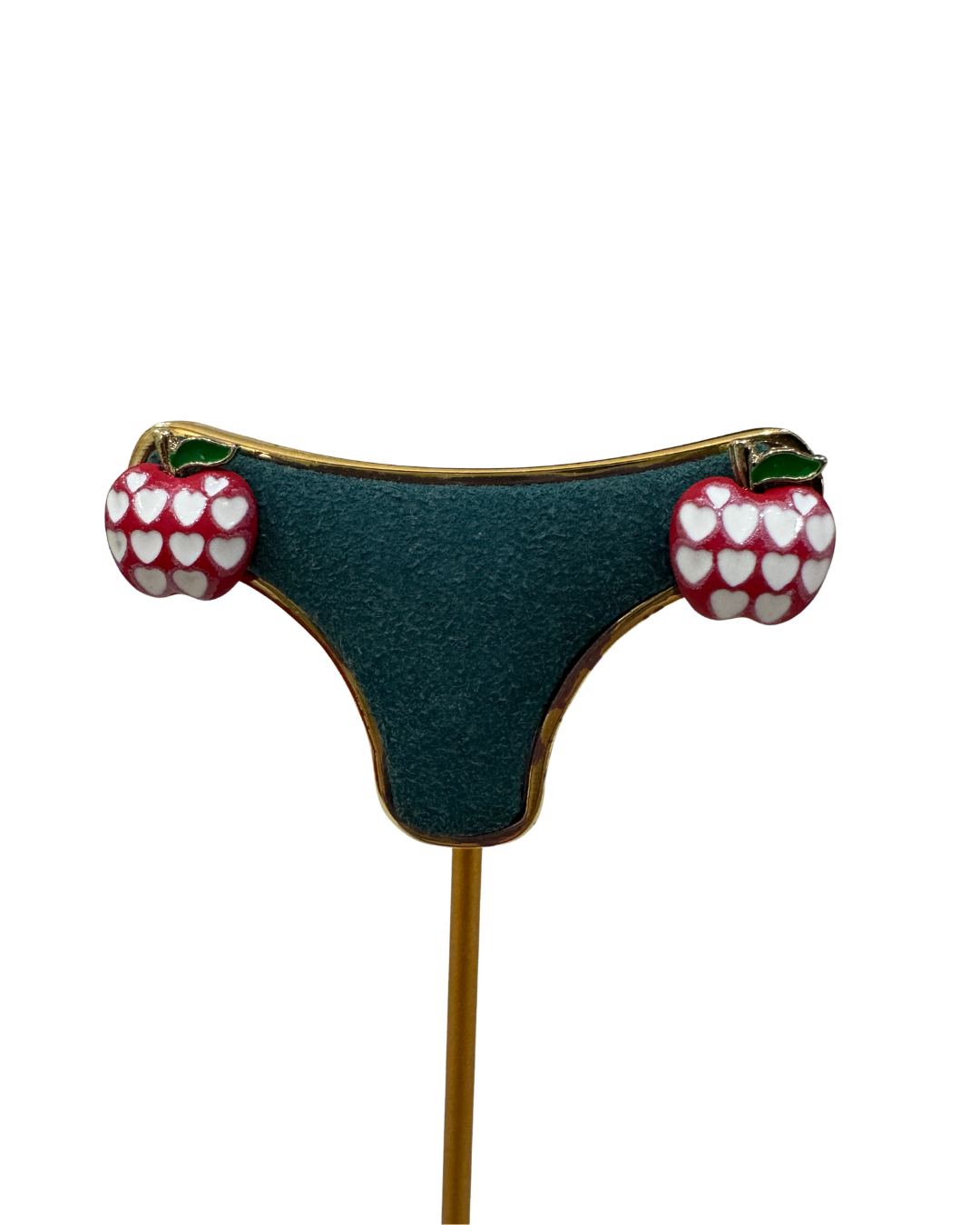 Pendientes de Manzana Roja con Corazones - Joyería Artesanal Esmaltada