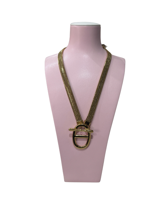 Collar de Eslabones Malla con Cierre T-Bar - Dorado