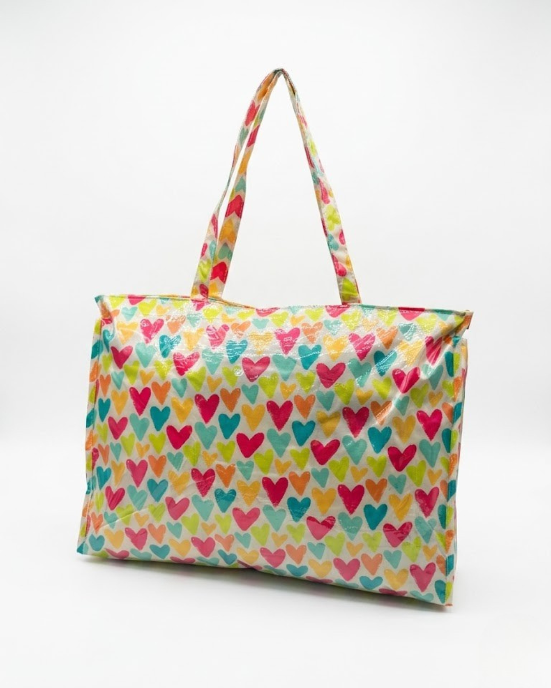 Bolso de Playa Maxi "Love Summer" – Diseño de Corazones Multicolor Impermeable