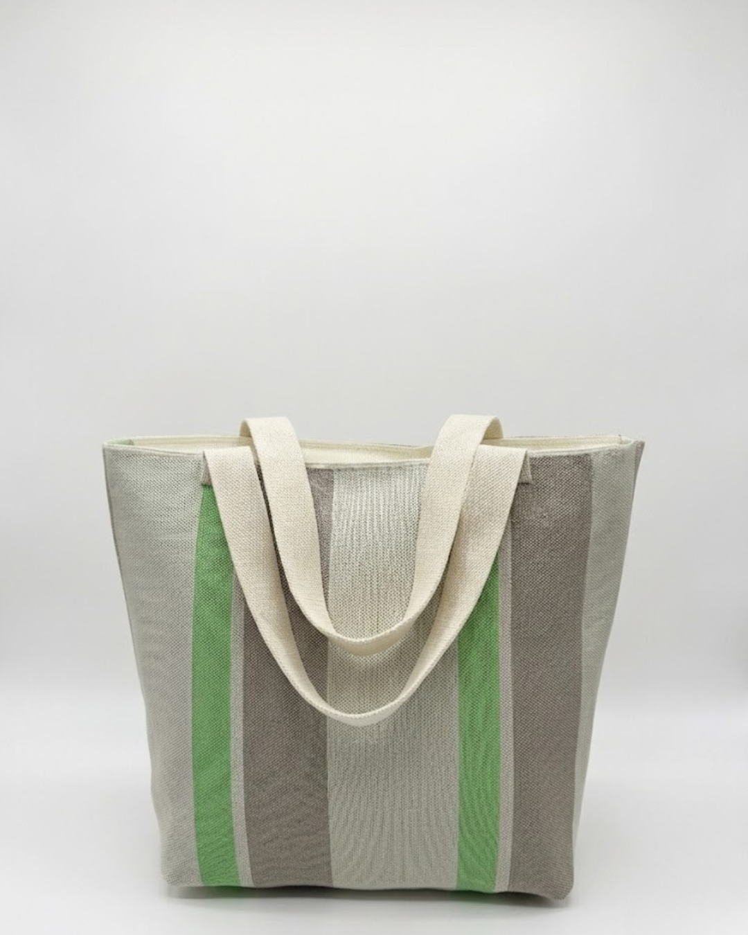 Bolso Tote de Loneta Premium – Diseño Rayas Verde (Hombro y Mano)