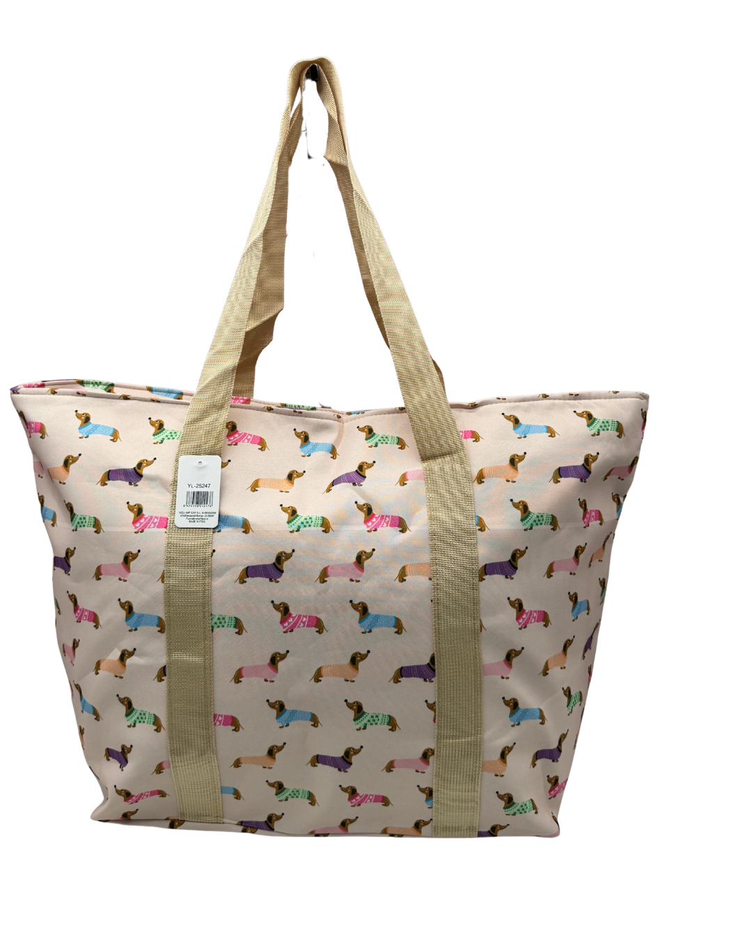 Bolso de Playa Grande Impermeable - Estampado Perros Salchicha (Teckel)