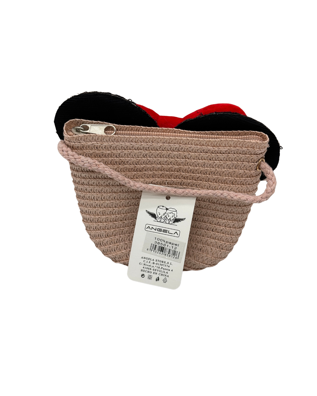 Bolso y Monedero de Rafia 2 en 1 Estilo Disney - Diseño Minnie Mouse Artesanal