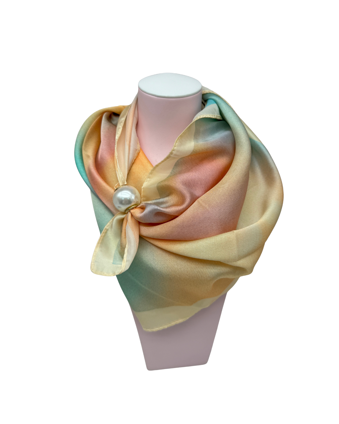 Pañuelo de Tacto Sedoso con Broche de Perla Elegante - Estilo Atemporal