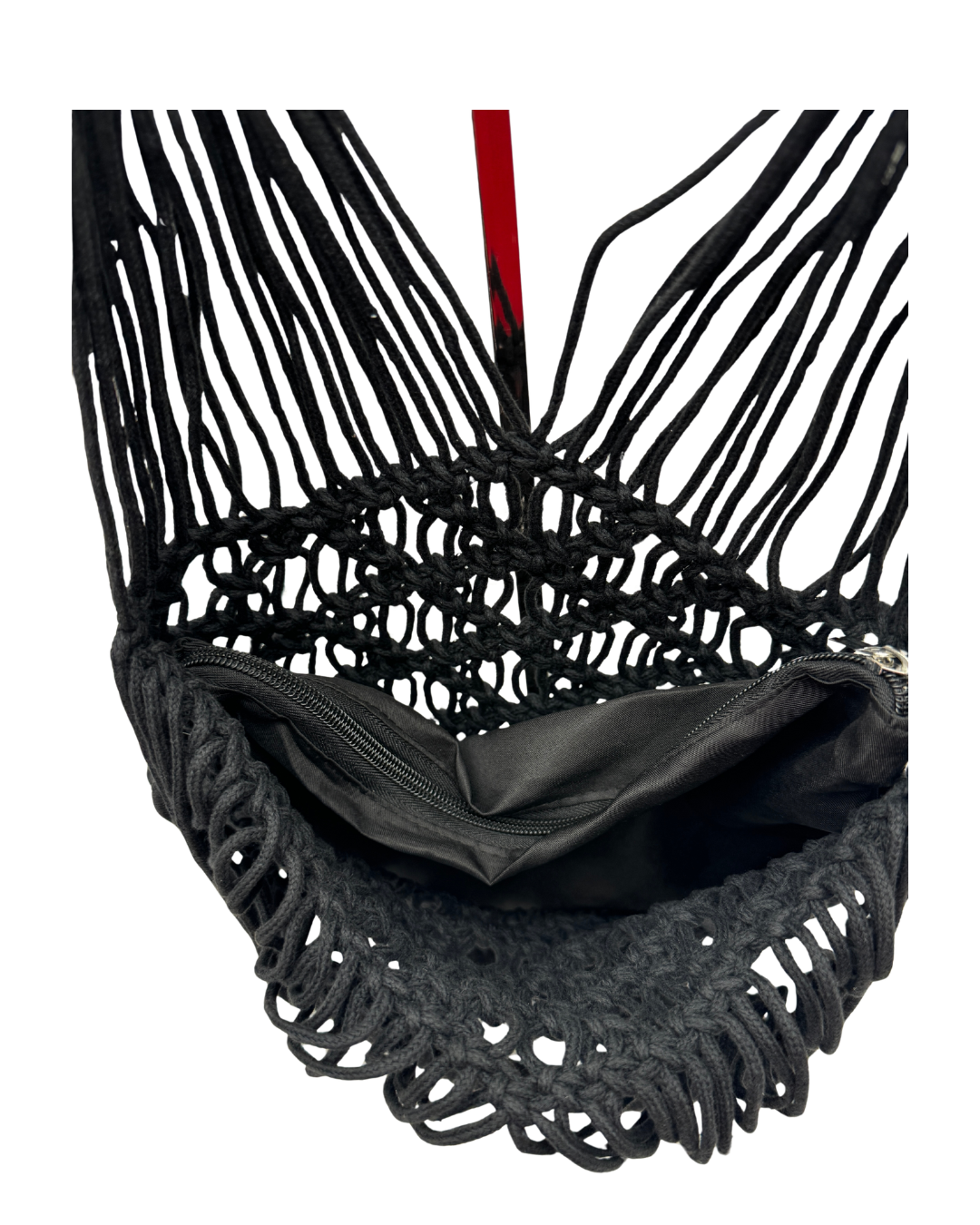 Bolso de mano Macramé Negro Hecho a Mano - Diseño Geométrico Minimalista