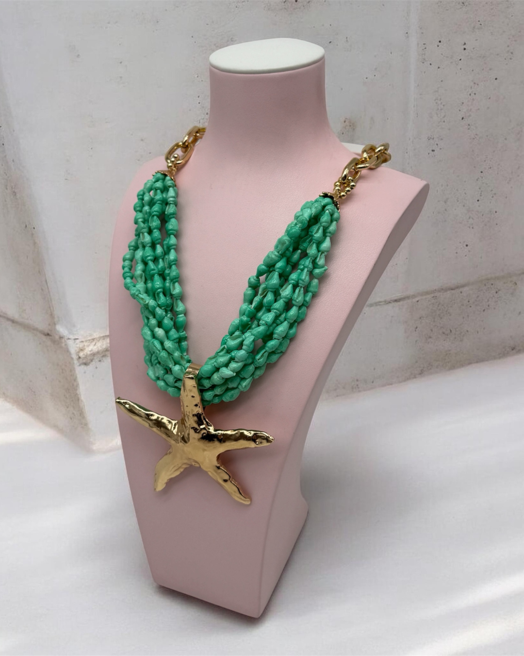 Collar Multi-Hilos Turquesa con Maxicuelgue Estrella de Mar