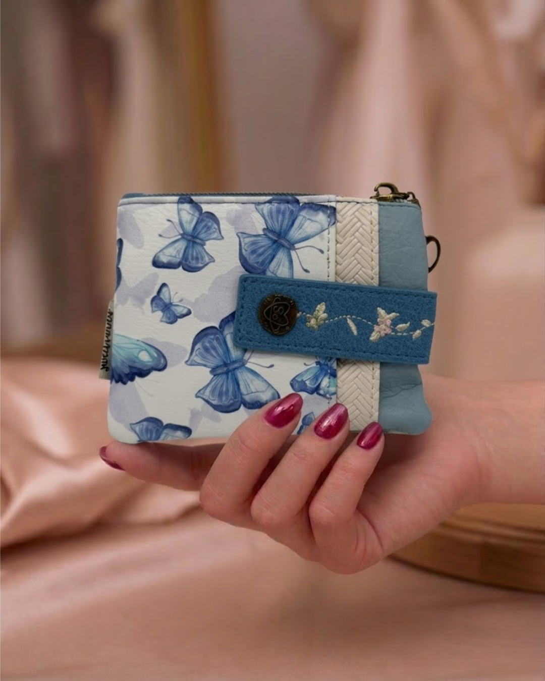 Monedero Sweet Candy con Caja de Regalo Azul - Cartera de Mujer con Diseño Exclusivo y Doble Cremallera