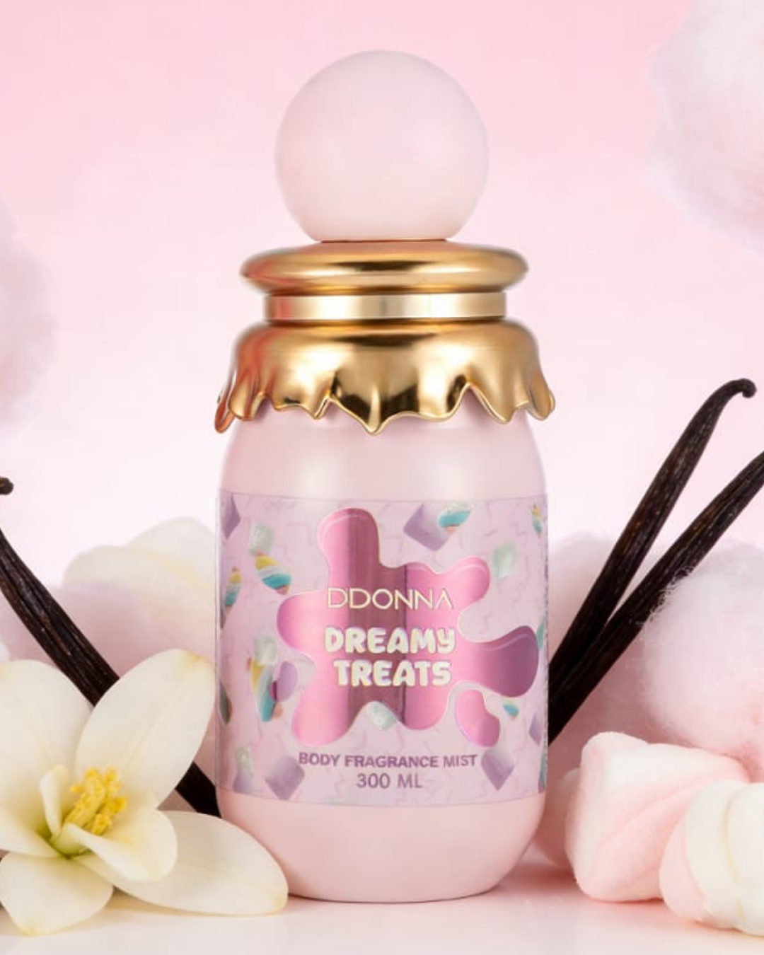 Bruma Corporal D’DONNA Dreamy Treats – Body Mist Marshmallow y Vainilla (300 ml)