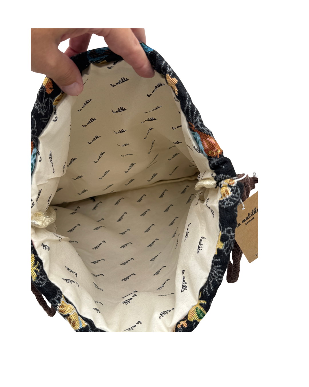 Mochila Saco Bordada Mariposas Fondo Negro – La Matilda
