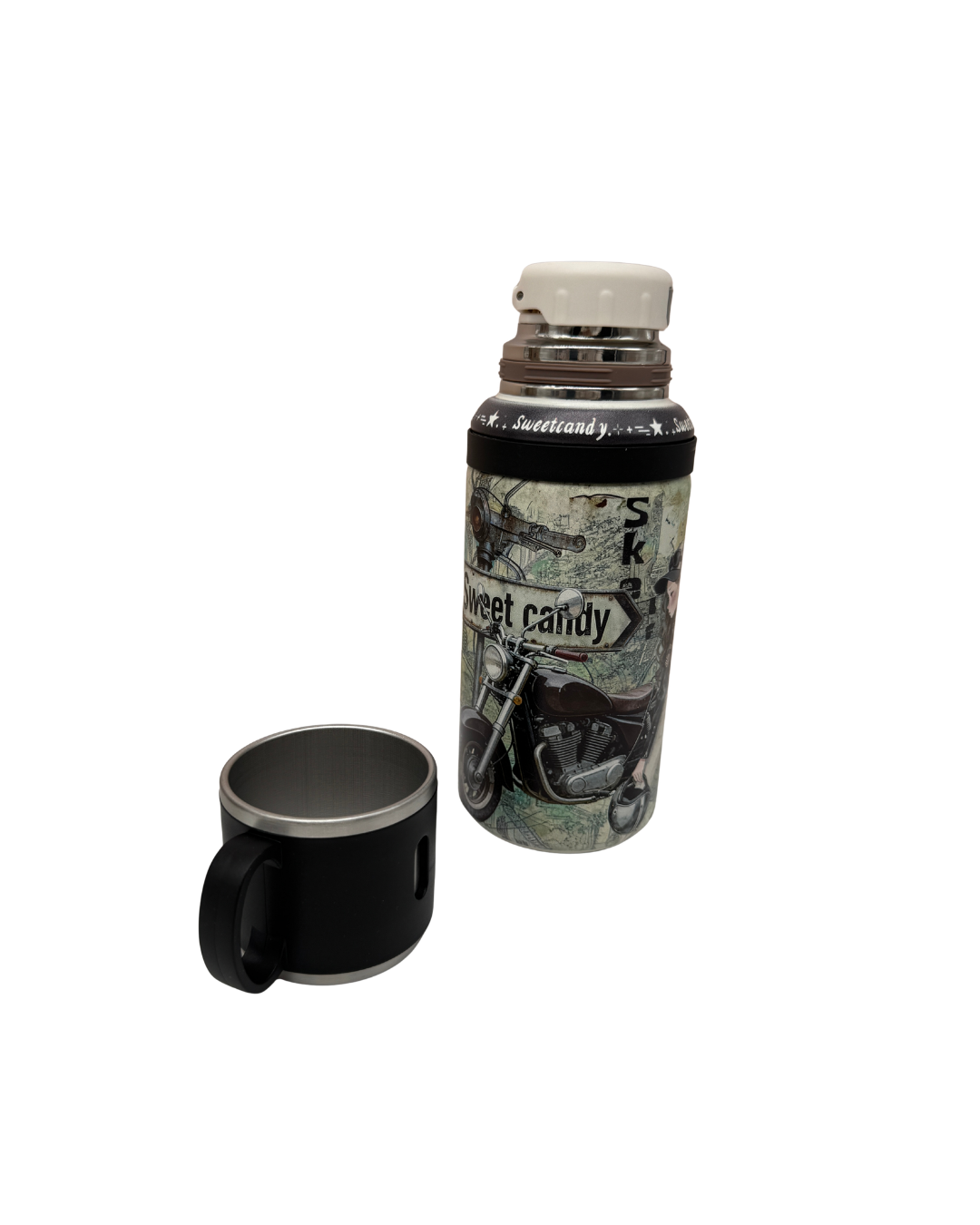 Termo Sweet Candy 750 ml con Taza – Motera Vintage Negro