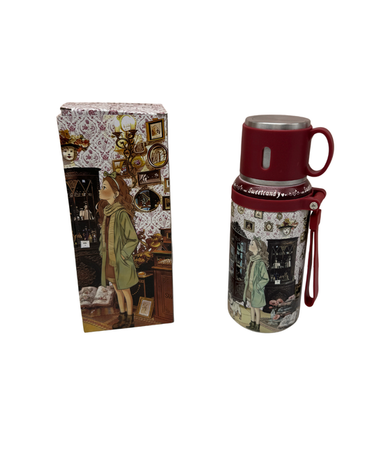Termo Sweet Candy con Taza Incorporada – Vintage Rojo Burdeos