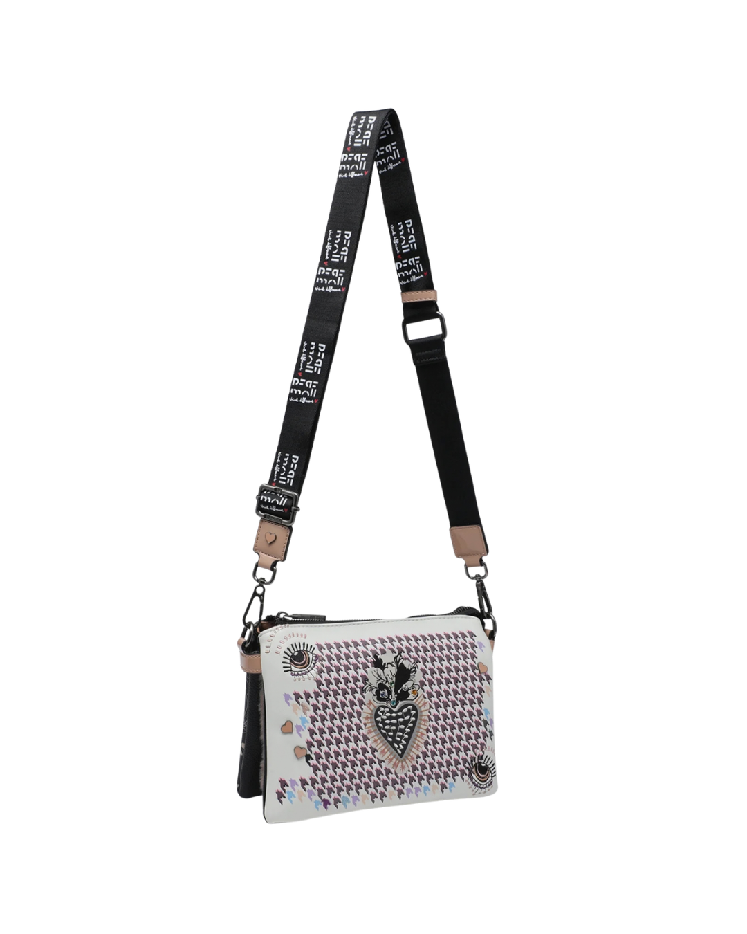 Bandolera Pepe Moll Blanca con Corazones y Estampado