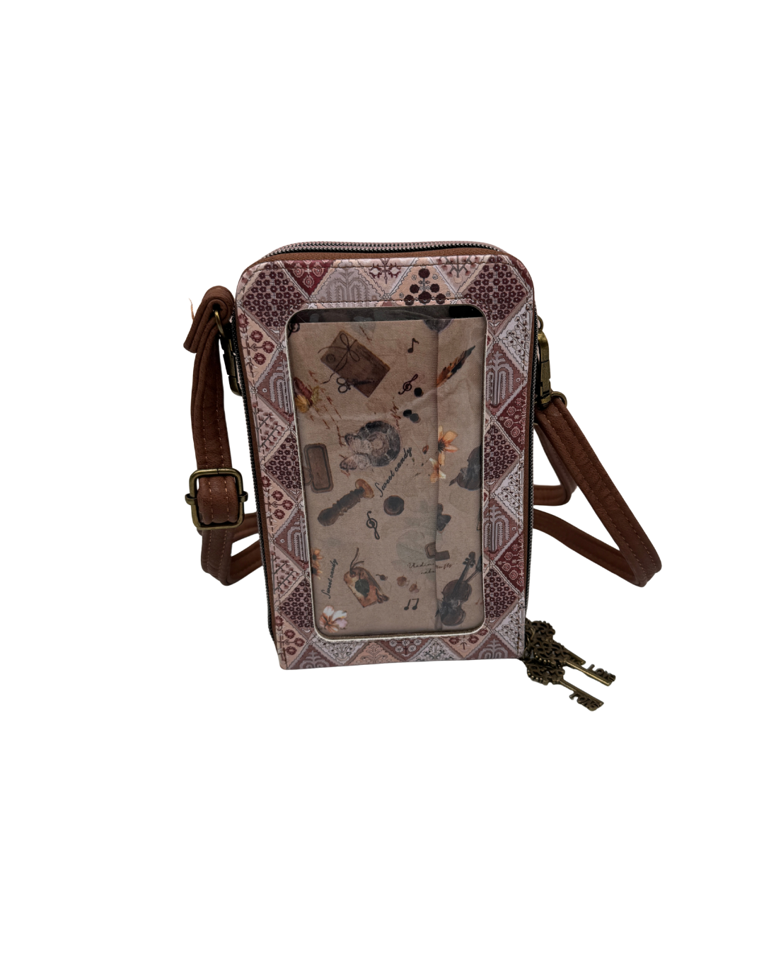 Bolso Bandolera Sweet Candy Marrón con Estampado Urbano