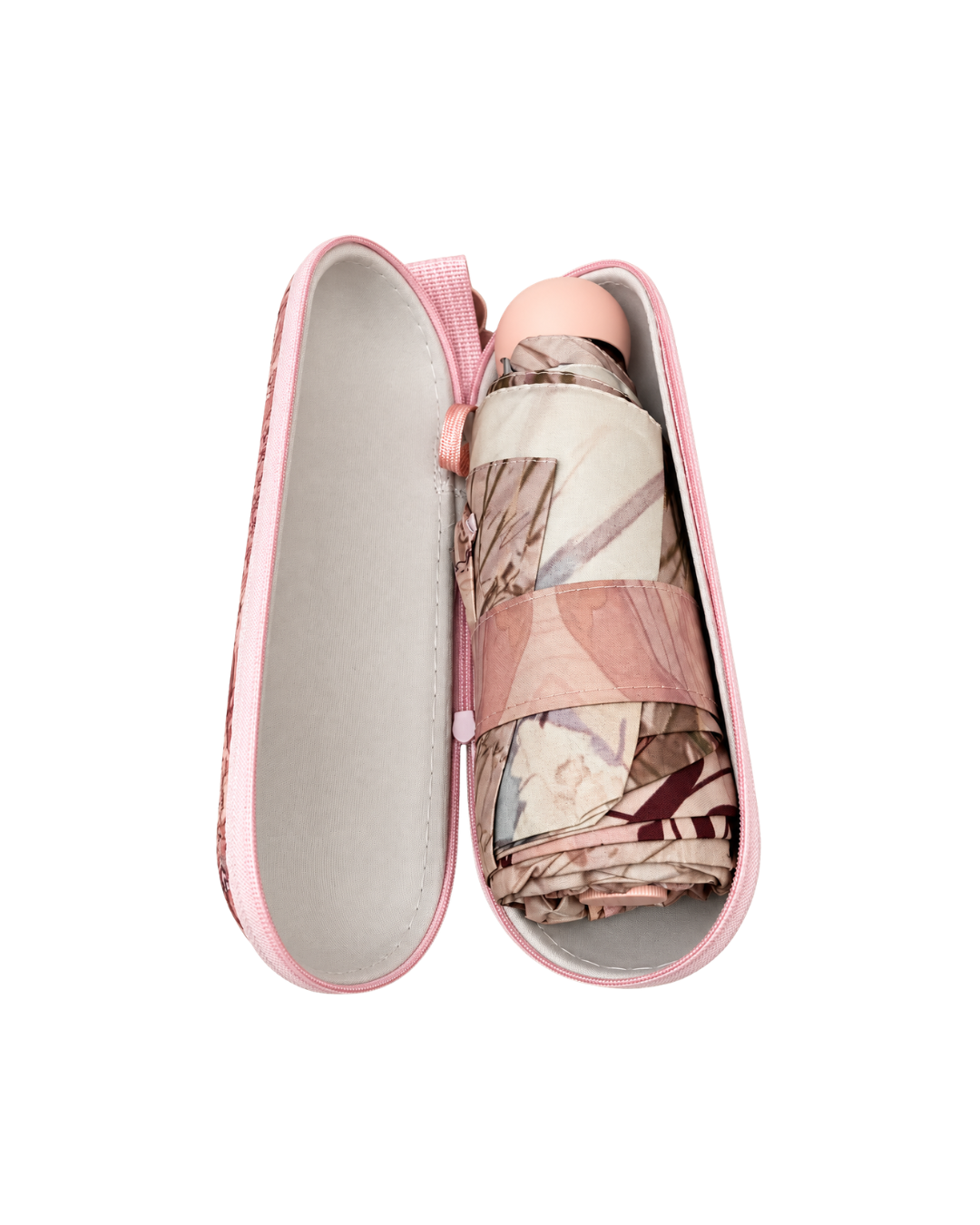 Paraguas plegable Sweet Candy rosa vintage con mariposas y estuche